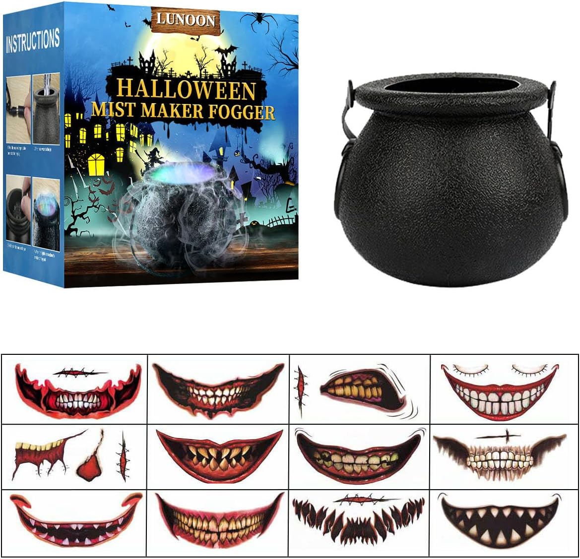 kcavykas Halloween LED Witch Jar Atomizer Lamp, Black, 13.34x4.33in - Decor - Image 6