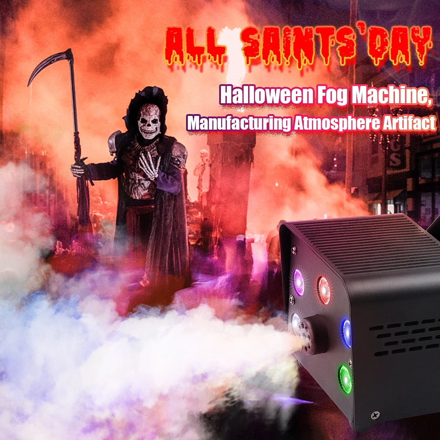 Fog Machine Smoke 550W 5 three-in-one RGB Light Beads Smoke Machine with Remote Control for Party Stage - Image 4