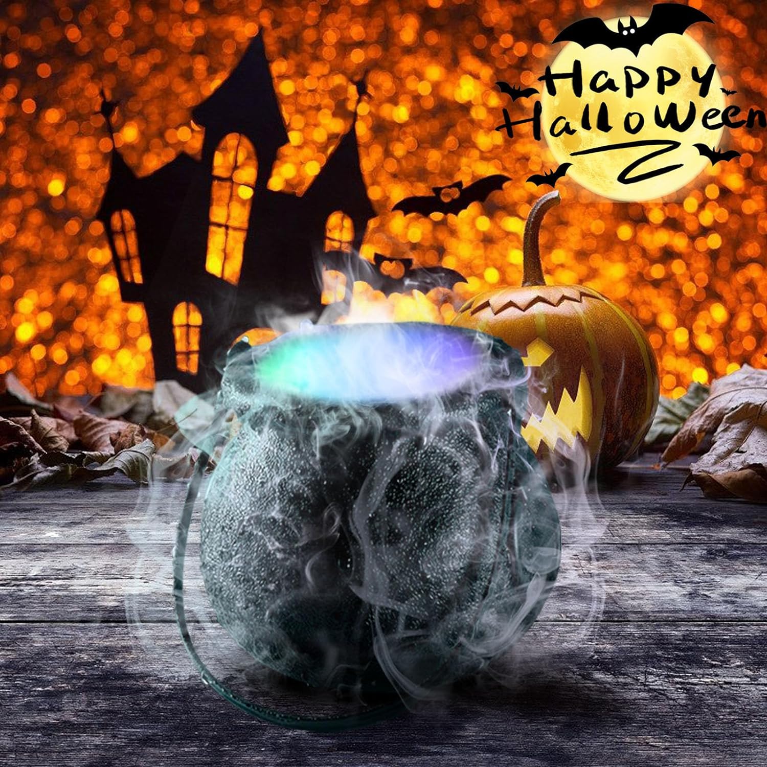 kcavykas Halloween LED Witch Jar Atomizer Lamp, Black, 13.34x4.33in - Decor - Image 2